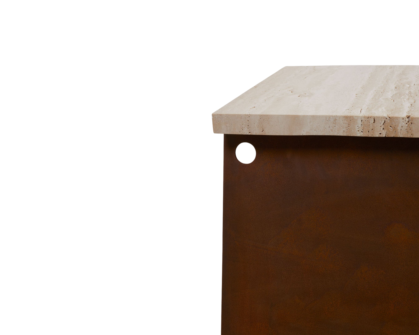 FRAMA 64 Plinth | Corten Steel / Travertine