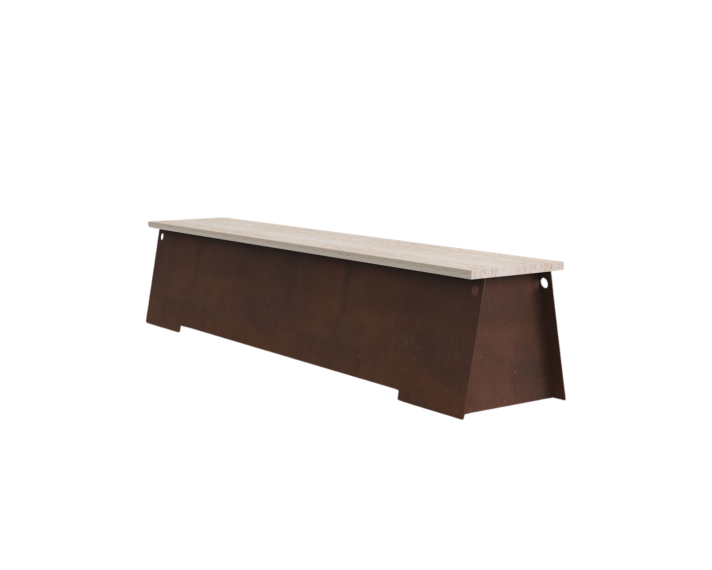FRAMA 64 Bench | Corten Steel / Travertine