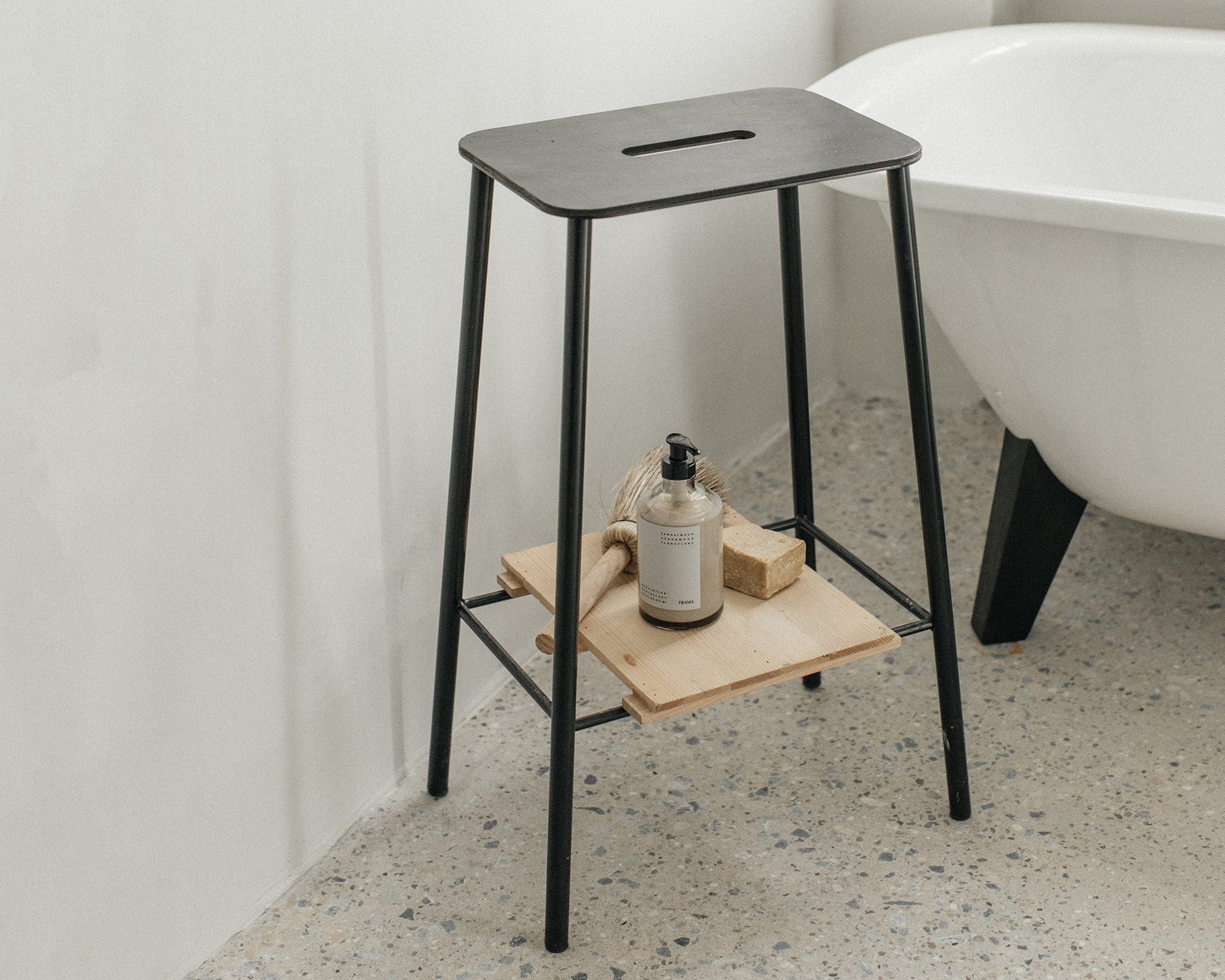 FRAMA Adam Stool | Black / Anthracite Leather | H65
