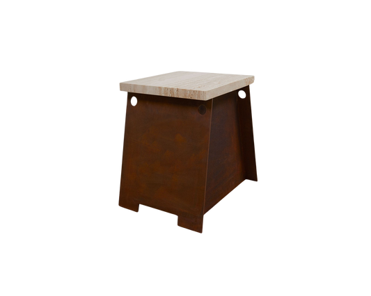 FRAMA 64 Plinth | Corten Steel / Travertine