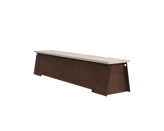 FRAMA 64 Bench | Corten Steel / Travertine